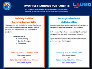 Purchin Consulting Parent Training flyer Spring 2023 English-Spanish